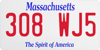 MA license plate 308WJ5