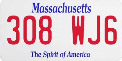 MA license plate 308WJ6