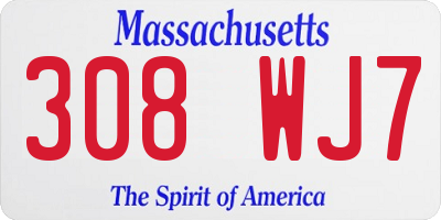 MA license plate 308WJ7