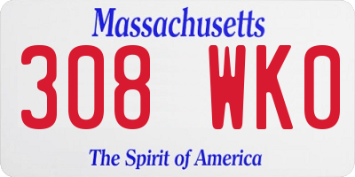 MA license plate 308WK0
