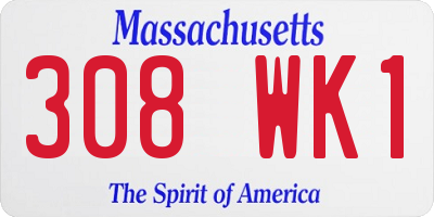 MA license plate 308WK1