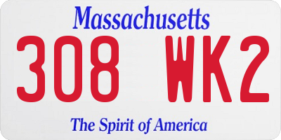 MA license plate 308WK2