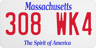 MA license plate 308WK4