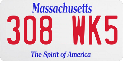 MA license plate 308WK5