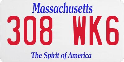 MA license plate 308WK6