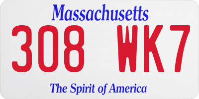 MA license plate 308WK7