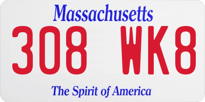 MA license plate 308WK8