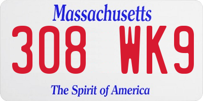 MA license plate 308WK9