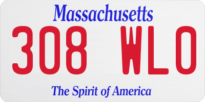 MA license plate 308WL0