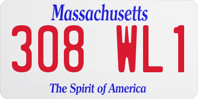 MA license plate 308WL1