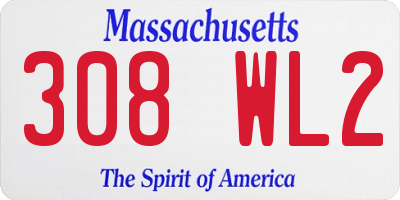 MA license plate 308WL2
