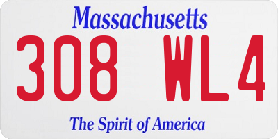MA license plate 308WL4