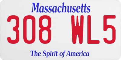 MA license plate 308WL5
