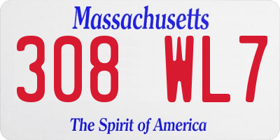 MA license plate 308WL7