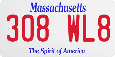 MA license plate 308WL8