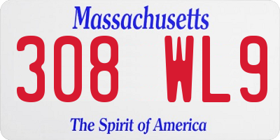 MA license plate 308WL9