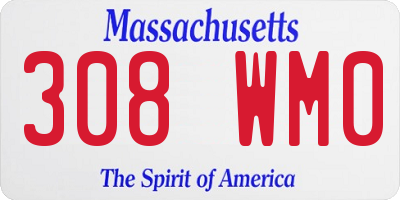 MA license plate 308WM0