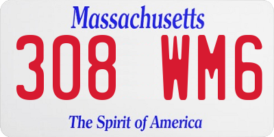 MA license plate 308WM6