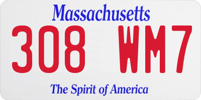 MA license plate 308WM7