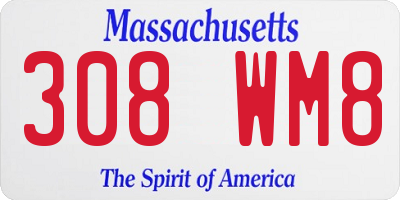 MA license plate 308WM8