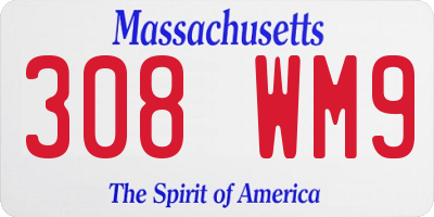 MA license plate 308WM9