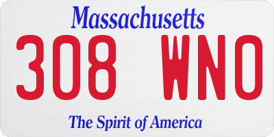 MA license plate 308WN0
