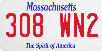 MA license plate 308WN2