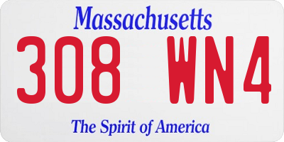 MA license plate 308WN4