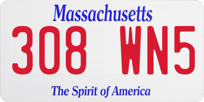 MA license plate 308WN5