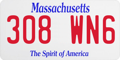 MA license plate 308WN6