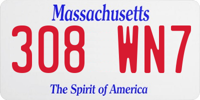 MA license plate 308WN7