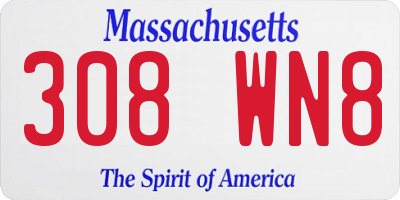 MA license plate 308WN8