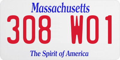 MA license plate 308WO1