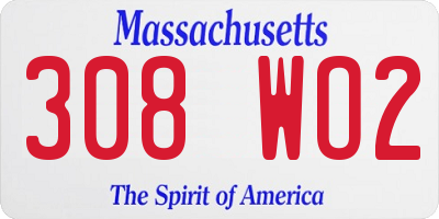 MA license plate 308WO2