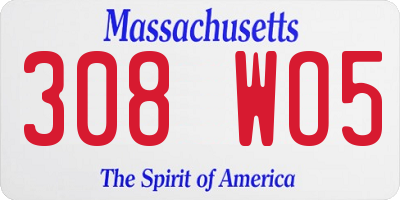 MA license plate 308WO5