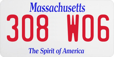 MA license plate 308WO6