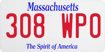 MA license plate 308WP0