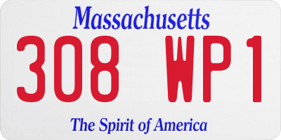 MA license plate 308WP1