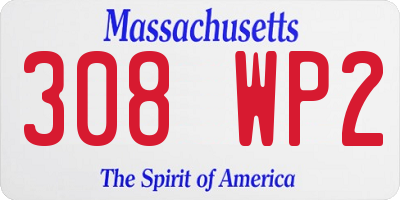 MA license plate 308WP2