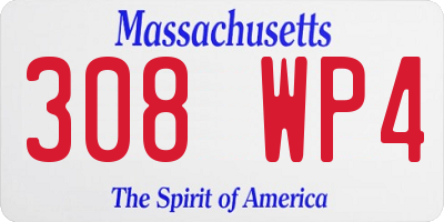 MA license plate 308WP4