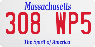 MA license plate 308WP5