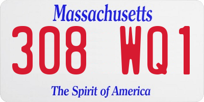 MA license plate 308WQ1