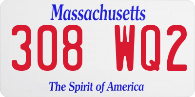 MA license plate 308WQ2