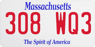 MA license plate 308WQ3