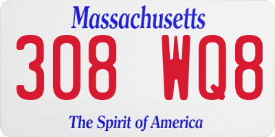 MA license plate 308WQ8