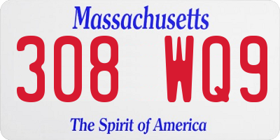 MA license plate 308WQ9
