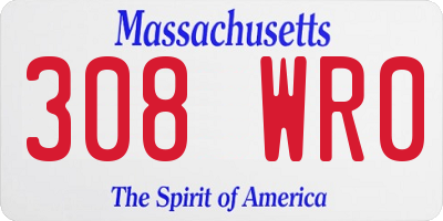 MA license plate 308WR0