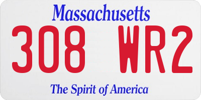 MA license plate 308WR2