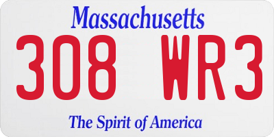 MA license plate 308WR3