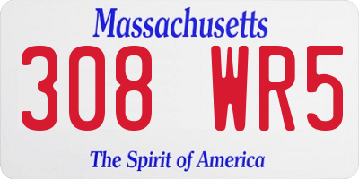 MA license plate 308WR5
